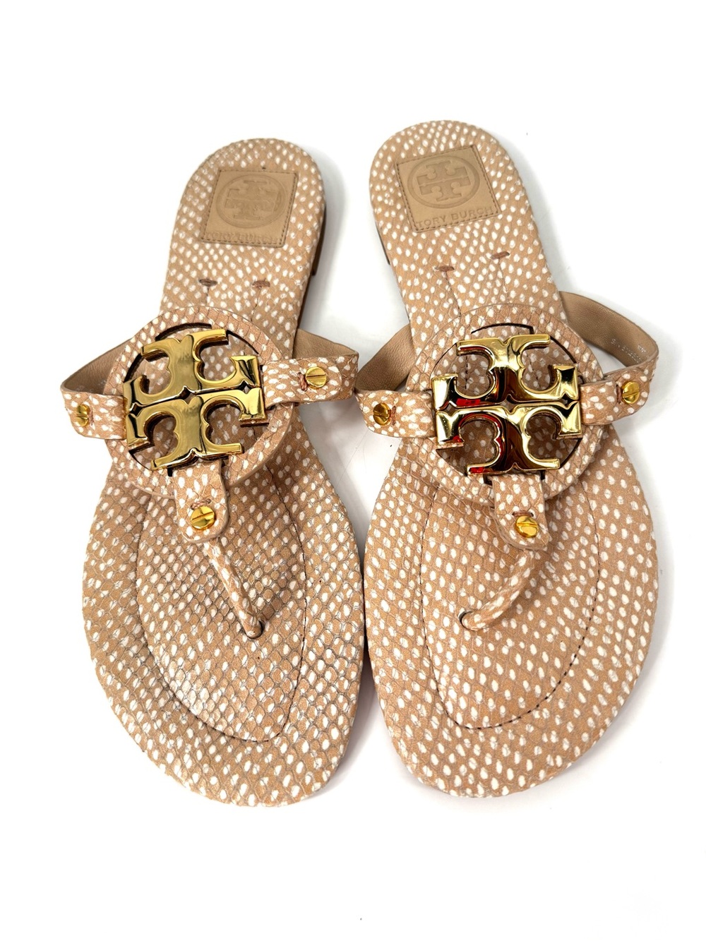 Tory Burch Miller Sandals Leather Snake Print 11